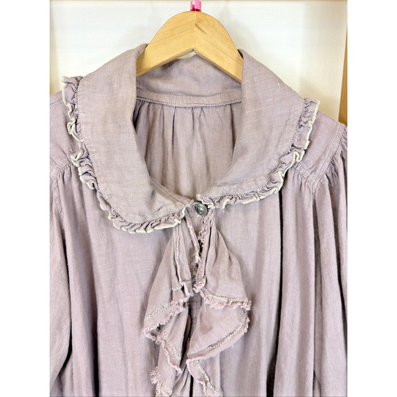 Magnolia Pearl Mauve Boho Ruffle Button Up Top / Jacket #1397 Size One Size - Picture 2 of 10